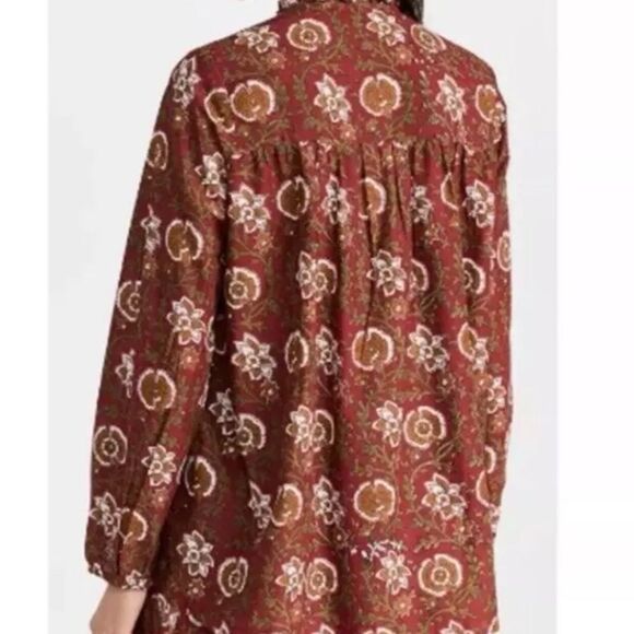 Millie Resort Francesca High Neck Button-up Blouse Size XS in Cinnabar, NEW $248 - Picture 5 of 6